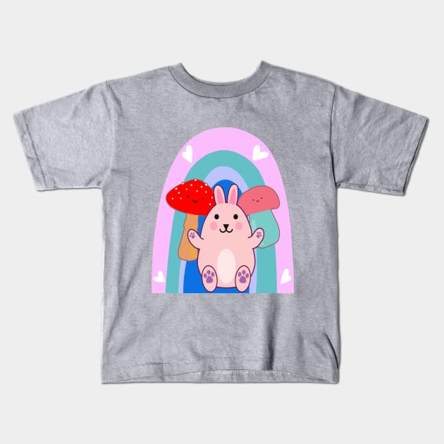 Easter Bunny Rabbit Mushroom Kawaii Anime LGBTQ Kids T-Shirt by Maxx Exchange